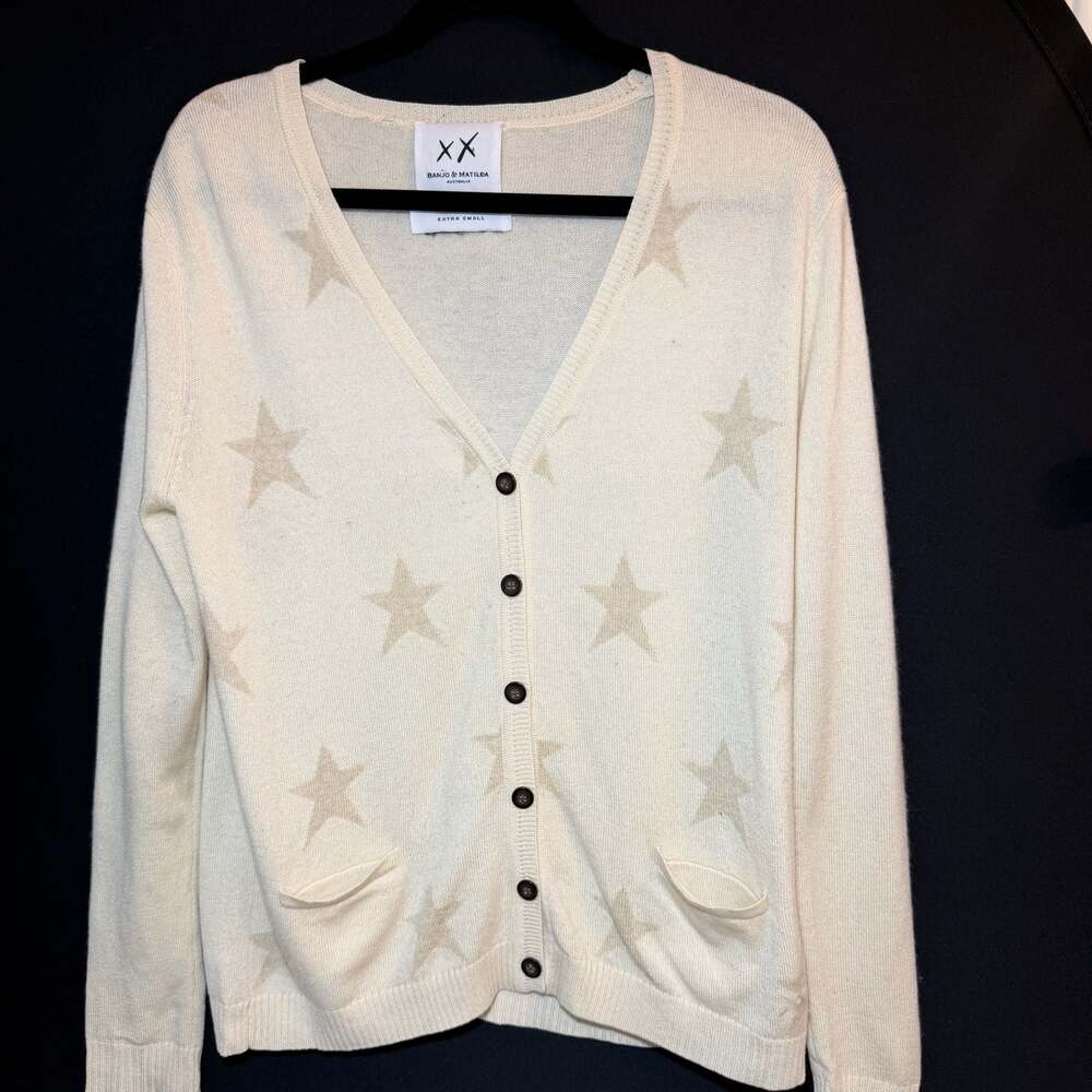 Banjo & Matilda Australia Cashmere Star Print Cardigan Sweater Extra Small